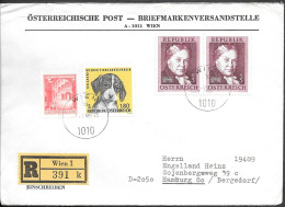 Austria Wien Registered Cover Mailed To Germany 1966. Dog Writer Ebner-Eschenbach Stamps - Storia Postale