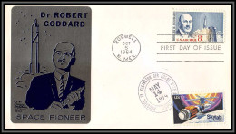2718 Espace (space Raumfahrt) Lettre (cover Briefe) USA Robert Goddard Plaque Metal Pioneer 14/5/1974 Roswell Ellington - Estados Unidos