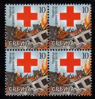 Serbia 2023 Red Cross Croix Rouge Rotes Kreuz, Tax, Charity, Surcharge, Block Of 4 MNH - Red Cross