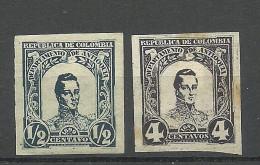 COLOMBIA KOLUMBIEN 1899 General Cordoba Departemento De Antioquia 1/2 & 4 C. Imperforated, Unused - Colombie