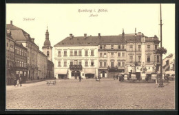 AK Rumburg / Rumburk, Marktplatz Mit Stadtamt Und Denkmal  - Tschechische Republik