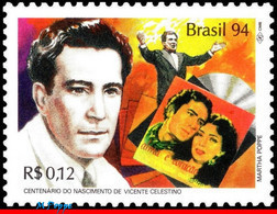 Ref. BR-2514 BRAZIL 1994 - VICENTE CELESTINO, SINGER, MUSIC, MI# 2615, MNH, FAMOUS PEOPLE 1V Sc# 2514 - Unused Stamps