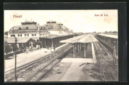 AK Ploesti, Gara De Sud, Süd-Bahnhof Mit Bahnsteigen  - Romania