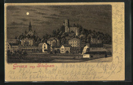 Mondschein-Lithographie Stolpen, Gesamtansicht Mit Burg  - Stolpen