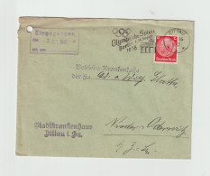 Third Reich Cover From City Hospital To A Factory Hospital Posted Zittau 30.5.1936 Olympische Spiele Berlin. Postal - Verano 1936: Berlin