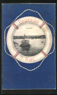 AK Kiel, Panoramablick Auf Die Stadt, Rettungsring  - Kiel