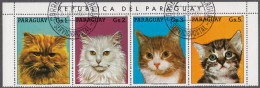 PARAGUAY - 1987 - Lotto Di Quattro Valori Usati Se-tenant Raffiguranti Gatti; Yvert 2286A/2286D. - Paraguay