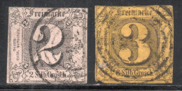 ALEMANIA – ESTADOS DEL NORTE (THURN Y TAXIS) Serie X 2 Sellos Usados CIFRAS Año 1851 - Valorizados En Catálogo € 55,00 - Oblitérés