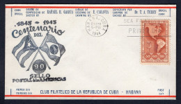 CUBA 1944 FDC Cover. Habana Stamp Club (p104) - Covers & Documents