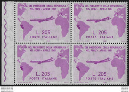 1961 Italia Gronchi Rosa Blocco Di Quattro MNH Sassone N. 921 - 1961-70: Mint/hinged