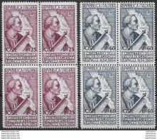 1954 Italia Vespucci Quartina Varietà MNH Sass N. 749I/50I - Autres & Non Classés