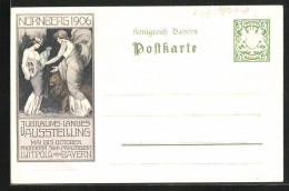 Präge-Künstler-AK Nürnberg, Jubiläums-Landes-Ausstellung 1906, Zwei Frauen Mit Zahnrad, Ganzsache  - Expositions