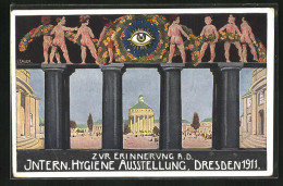 AK Dresden, Internationale Hygiene Ausstellung 1911, Blick Durch Säulen Auf Platz  - Expositions
