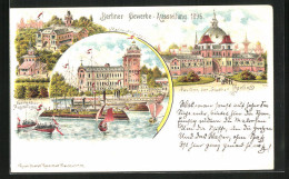 Lithographie Berlin, Berliner-Gewerbe-Ausstellung 1896, Pavillon Der Stadt Berlin, Marine-Schauspiel  - Expositions