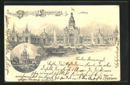 Lithographie Nürnberg, Bayer. Landesausstellung 1896, Industriegbäude  - Expositions