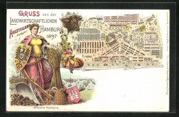 Lithographie Hamburg, Landwirtschaftliche Ausstellung 1897, Standübersicht  - Exhibitions