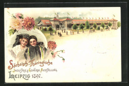 Lithographie Leipzig, Sächsisch-Thüringische Industrie & Gewerbe Ausstellung 1897, Gartenbauhalle  - Expositions