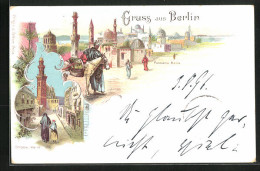 Lithographie Berlin, Panorama Kairo, Strasse Mit Moschee, Ausstellung  - Esposizioni