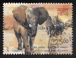 INDIA 2011 Africa 2nd Summit ,Elephant, Tusker, Fauna, Animals, Map,Mammoth Family, Used (**) - Ungebraucht