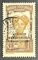 FRAGA0105U2 - Bantu Woman Overprinted AEF - 1 F Used Stamp - Gabon AEF - 1924 - Used Stamps