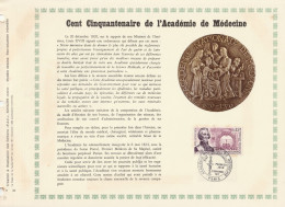 Feuillet PAC Cent Cinquantenaire De L'Académie De Médecine - 71-38 - N° 1000/1000 Exemplaires - 1970-1979