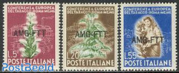 Trieste A-Zone 1950 European Tobacco Conference 3v, Mint NH, Health - History - Various - Smoking & Tobacco - Europa H.. - Tabacco