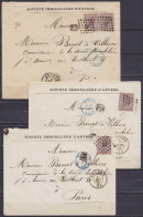 Lot De 7 Lettres Affr. N°19, 30, 31 & 33 Càd ANVERS & BRUXELLES Entre 1868 Et 1872 Pour PARIS - Voir Scans - 1869-1883 Leopold II.