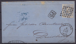 L. Affr. N°31 Lpts "12" Càd ANVERS /4 JUIL 1870 Pour DUISBURG - [P.D.] (au Dos: Cachet Ambulant "VERVIERS /475/ COELN") - 1869-1883 Leopold II.