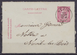 EP Carte-lettre 10c Rose (N°46) Càd VEZIN /30 SEPT 1893 Pour NOVILLE-LES-BOIS (au Dos: Càd LEUZE-LONGCHAMPS) - Cartes-lettres