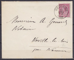L. Affr. N°46 Càd GEDINNE /20 JANV 1889 Pour NOVILLE-LES-BOIS (au Dos: Càd LEUZE-LONGCHAMPS) - 1884-1891 Leopoldo II