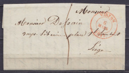 L. Datée 5 Mars 1847 De VIRTON Càd VIRTON /6 MARS 1847 Pour LIEGE - Port "5" (au Dos: Càd Arrivée LIEGE) - 1830-1849 (Unabhängiges Belgien)