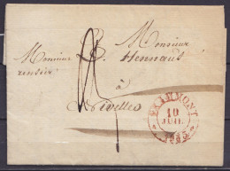 L. Datée 10 Juillet 1835 De NEDER BRACKEL Càd GRAMMONT /10 JUIL 1835 Pour NIVELLES - Port "3" (au Dos: Càd Arrivée NIVEL - 1830-1849 (Belgio Indipendente)