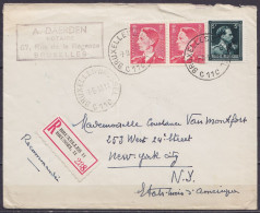 L. Recommandée Affr. N°696+ 2xN°910 Càd ANDERLECHT 11C /-7-9-1953 Pour NEW YORK (au Dos: Càd Arrivée NEW YORK N.Y. / OLD - Storia Postale