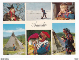 Norvège Norge Norway Multivues N°2656 5 Sameliv Ski Enfants Tentes Bébé VOIR DOS - Norwegen