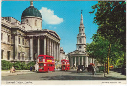 London: ROUTEMASTER DOUBLE-DECK BUSES, OLDTIMER CARS, PEDESTRIANS - National Gallery - (Publ.: John Hinde) - (England) - Voitures De Tourisme