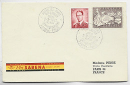 BELGIQUE 2FR+2FR LETTRE COVER VIA SABENA BRUXELLES PARIS 3.3.1957 TO FRANCE - Brieven En Documenten