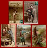 France. Lot Of 5 Vintage Patriotic Postcards. Belle Epoque Kitsch Style [de33386] - Colecciones Y Lotes