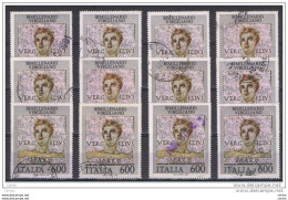 REPUBBLICA:  1981  VIRGILIO  -  £. 600  POLICROMO  US. -  RIPETUTO  12  VOLTE  -  SASS. 1575 - 1981-90: Used