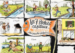 Cpm Humour Pêche.Les 7 Péchés Capitaux...du Pauvre Pêcheur à La Ligne - Pêche