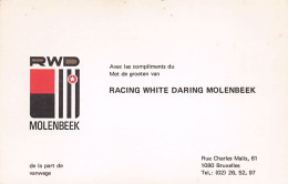 Football - Racing White Daring MOLENBEEK -  Carte De Visite - De La Part De Vanwege - Format 14.0 X 9.0 Cm - Tarjetas De Visita