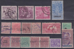 F-EX49722 INDIA REVENUE RELIEF INSURANCE CONSULAR STAMP LOT.  - Official Stamps