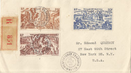 WALLIS AND FUTUNA - 60 FR FRANKING "FROM CHAD TO THE RHINE RIVER" ISSUE ON REGISTERED COVER TO THE USA - 1946 - Briefe U. Dokumente