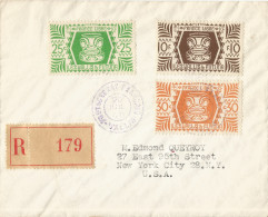 WALLIS AND FUTUNA - 10 FR 50 CENT. FRANKING "LONDON" ISSUE ON REGISTERED COVER TO THE USA - 1945 - Cartas & Documentos