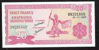 BURUNDI  P27d 20  FRANCS 2007  #DV    UNC. - Burundi