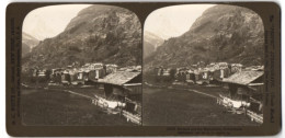 Stereo-Fotografie H. C .White Co., Chicago, Ansicht Zermatt, Blick In Das Dorf Und Zum Matterhorn  - Stereoscopic
