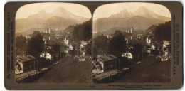 Stereo-Fotografie H. C. White Co., North Bennington / VT, Ansicht Berchtesgaden, Blick Auf Die Stadt Und Den Watzmann  - Stereo-Photographie