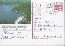 Allemagne 1985. Entier Postal Touristique. Edersee, Lac De Barrage En Hesse - Wasser