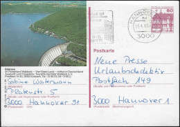 Allemagne 1985. Entier Postal Touristique. Edersee, Lac De Barrage En Hesse - Water