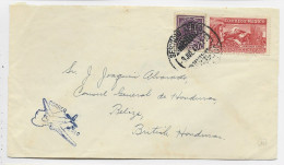 MEXICO 10C+ 20C AEREO LETTRE COVER AVION SERVICIO 9 JUL 1942 TO BELZE BRITISH HONDURAS - Mexique