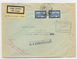 MAGYAR HUNGARY HONGRIE 40 FILLER PAIRE LETTRE COVER REC LEGI POSTA AVION BUDAPEST 1923 PARIS - Lettres & Documents